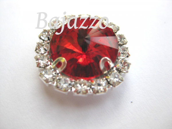 Strass Rund rot eingefasst 12 mm